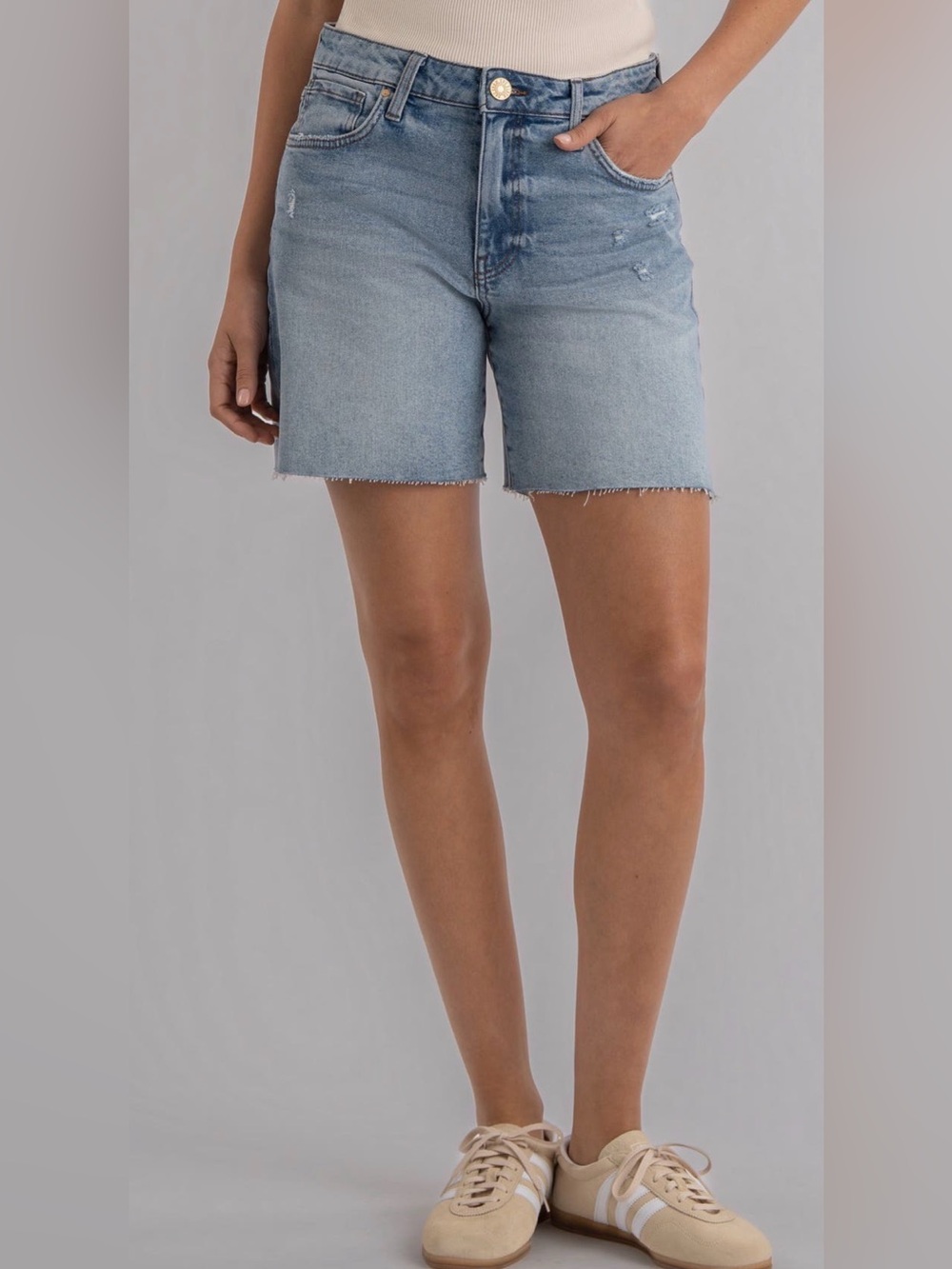 Kut from the Kloth Hailey High Rise Light Blue Denim Bermuda Shorts MWT Sz.8